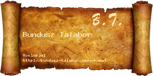Bundusz Talabor névjegykártya